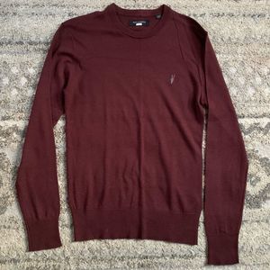 All Saints Maroon Long Sleeve Crewneck Sweater XS